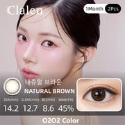 Clalen O2O2 Color  Natural Brown | 1-Month | 2P