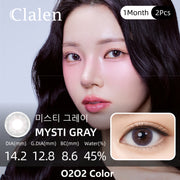 Clalen O2O2 Color  Mysti Gray | 1-Month | 2P